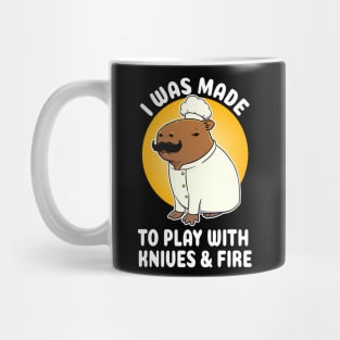 I was made to play with Knives and Fire Capybara Chef Cartoon Mug